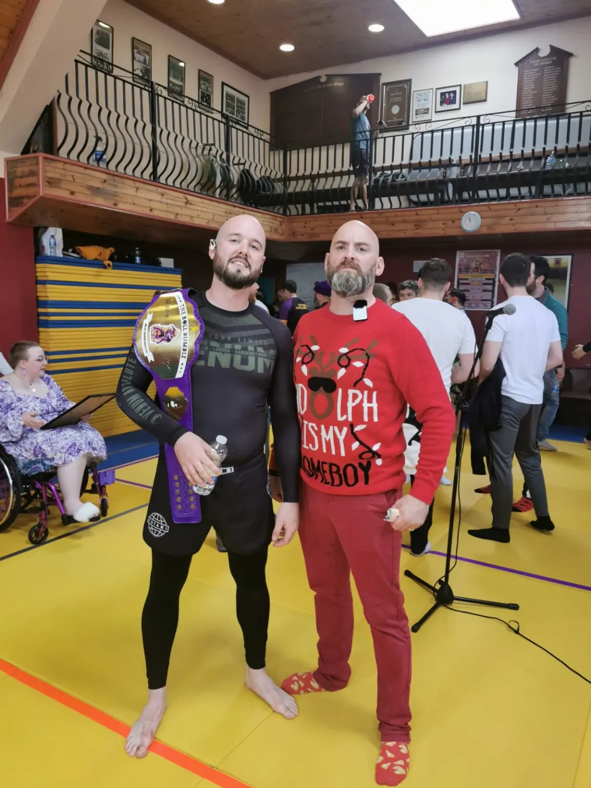 Two Strange Wolves athletes at an event
